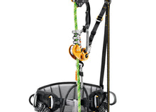 Load image into Gallery viewer, black sequoia harness shown in a single rope ascent rigging
