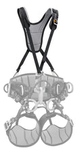 Load image into Gallery viewer, Petzl Sequioa SRT harness, emphasizing shoulder straps "Width"=625" "Height=1200"