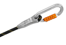 Load image into Gallery viewer, close-up of carabiner hooked into plastic sheath of Petzl Jane-Y Height= "817" Width= "1200"