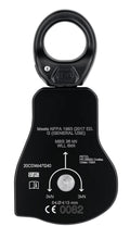 Load image into Gallery viewer, Rear view of Petzl Spin L1D pulley with one-way rotation and swivel Width="652" Height="1200"