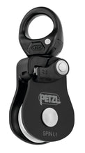 Load image into Gallery viewer, black Petzl Spin "L1" pulley with swivel partially turned Width="666" Height="1200"