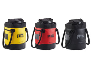 Three colors of Petzl Bucket Utility Bag