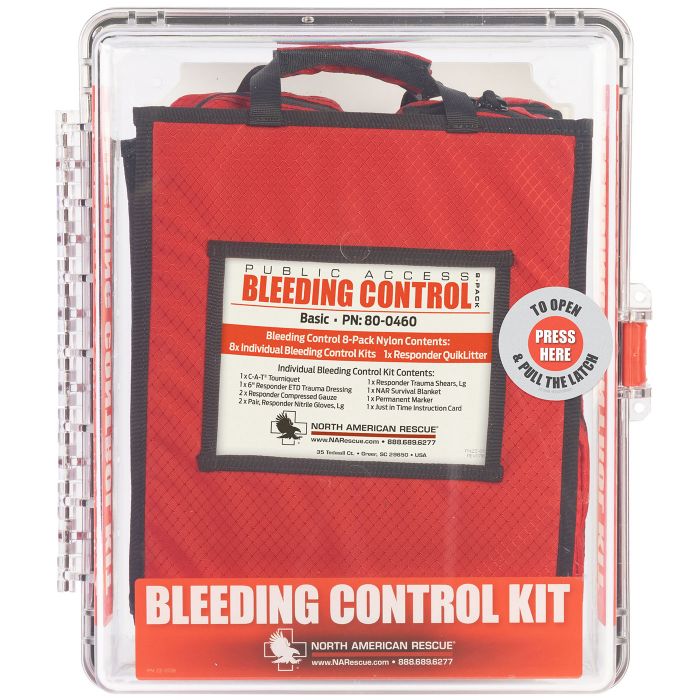Public access bleeding control kit from north american rescue. This is the basic clear polycarbonate kit.