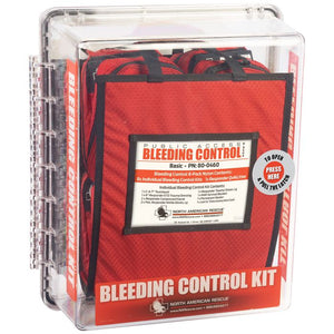 Public access bleeding control kit from north american rescue. This is the advanced clear polycarbonate kit.