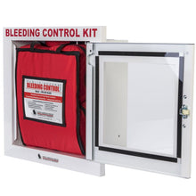Load image into Gallery viewer, The metal wall kit open, revealing the bleeding control kit station