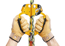 Load image into Gallery viewer, Two gloved hands operating Petzl Ascentree double handed ascneder on green, white and black rope Width= &quot;1200&quot; Height= &quot;861&quot;