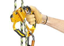 Load image into Gallery viewer, one glvoed hand operating Petzl Ascentree double handed ascender on green, white, and black rope Width= &quot;1200&quot; Height= &quot;861&quot;
