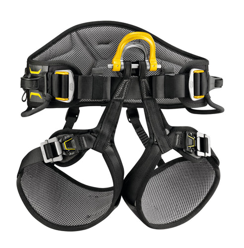 Black harness with yellow highlights