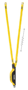 Double yelllow lanyard with integrated energy absorber