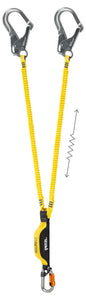 Double yellow lanyard with integrated energy absorber and MGO connectors