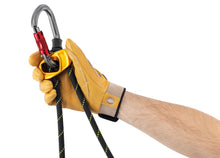 Load image into Gallery viewer, Black and yellow lanyard with a carabiner