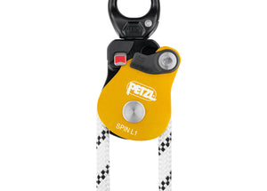 rescue rope placed through Petzl Spin L1 pulley with partially open gate Width="1200" Height="861"