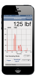 display of Rock Exotica Enforcer load cell iOS app "Width"=521 "Height"= 1089