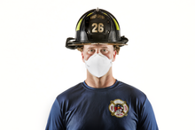 Load image into Gallery viewer, Firefighter wearing Draeger X-Plore 1750 N95 respirator without exhale valve
